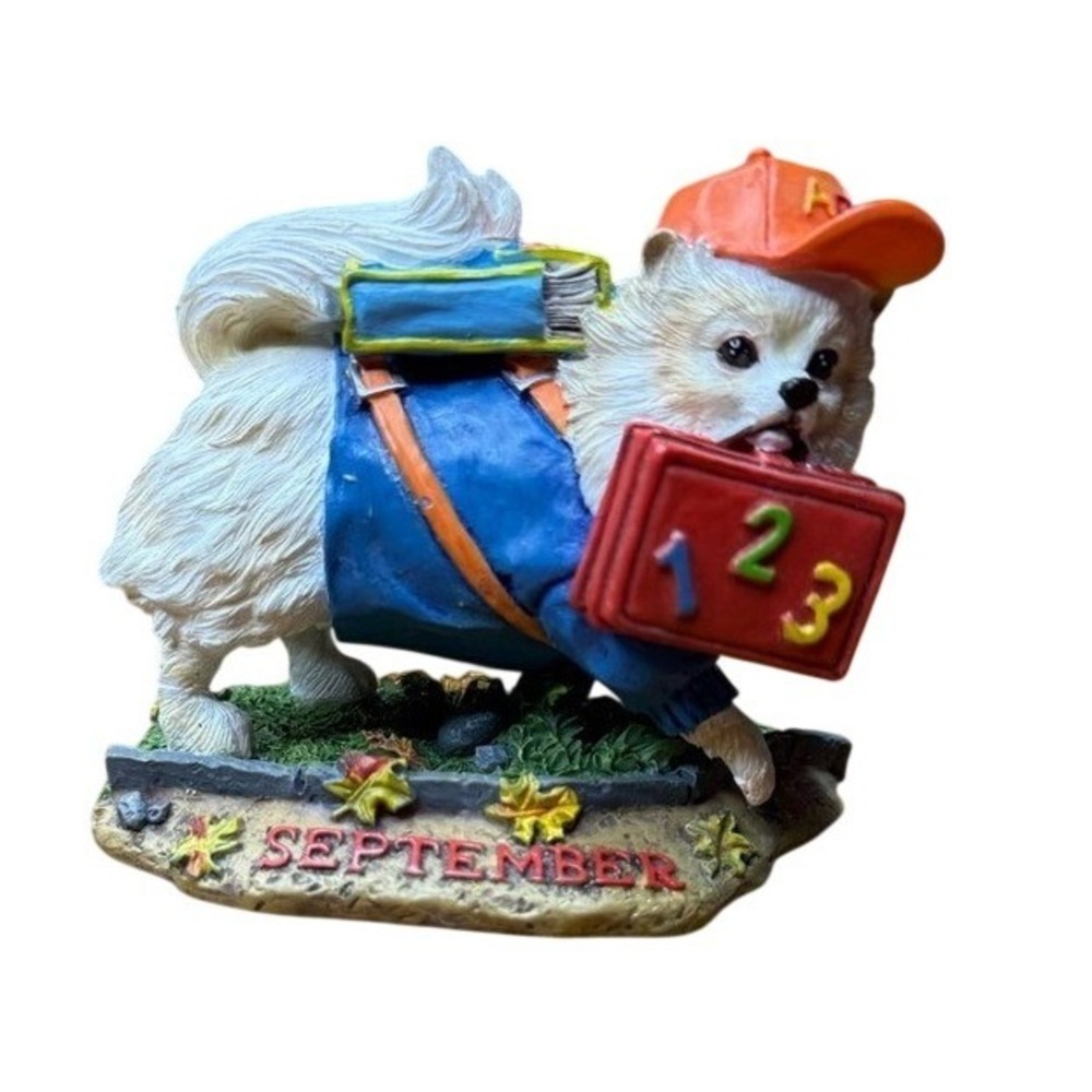 Danbury Mint Pomeranian September back to school Calendar Month Dog Figure as is